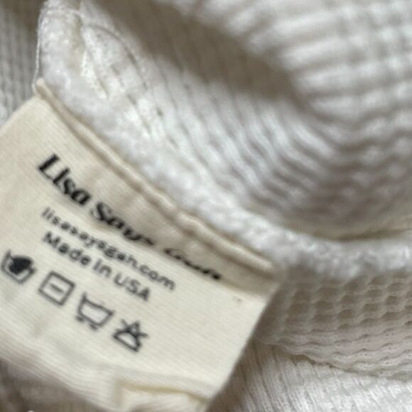 LISA SAYS GAH Cropped Thermal Shirt White Size Small - Picture 5 of 6
